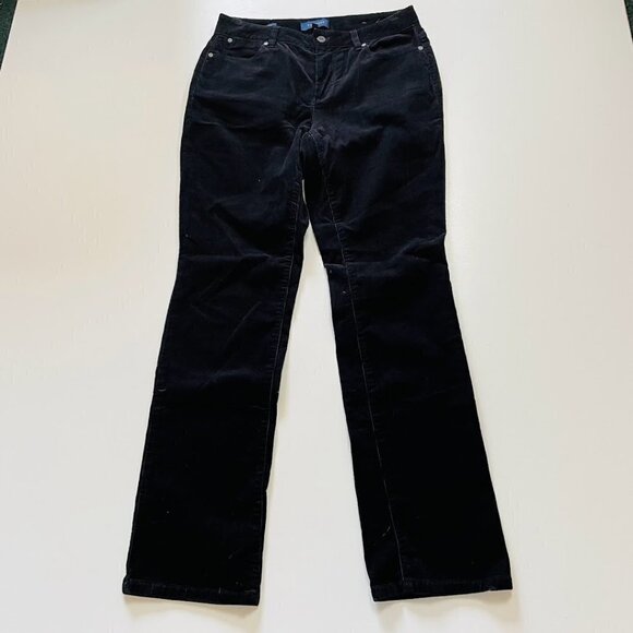Talbots Pant Trouser Corduroy Black Straight Leg Curvy Classic Textured Winter 8 - Picture 1 of 11